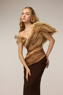 21SIX • Vespera Tulle & Royal Silk Asymmetric Embellished Gown