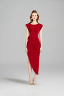 DO LONG • Delicate Red Sculpted Midi Dress