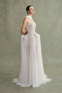 Elysian Lumière Beaded Chiffon Column Gown for women, from DUONG ATELIER, The Viet Concept