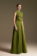 A-Line Agate Silk & Guipure Lace Deconstructed Collar Gown for women, from IHF ATELIER, The Viet Concept 