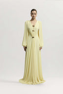 Marseille Dress Draped V Neck Jersey Gown for women, from JENNY K TRAN, The Viet Concept 