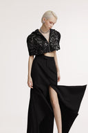 SORAMAME • Black Interval Panelled Mermaid Train Skirt