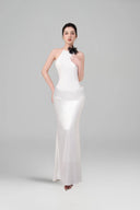 White Zoe Halter-neck Maxi Dress for women, from BYDI, The Viet Concept 