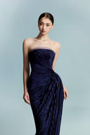 Manos Obsidian Pleated Velvet Dress for women, from BYDI, The Viet Concept 