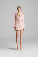 Rosé Asymmetric Silk Taffeta Blazer Dress Rhinestone Chain for women, from IHF STUDIO, The Viet Concept 