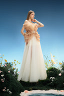 Sable Ombre Pleated Silk Bustier Evening Gown for women, from LINH PHUNG, The Viet Concept