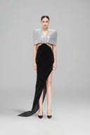 Morrow Glen Plaid Sequin Velvet Cape Gown for women, from SORAMAME, The Viet Concept