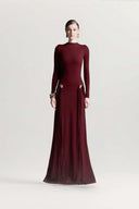 Avielle Crimson Draped Floor-Length Gown for women, from MAISON DES COPAINS, The Viet Concept 