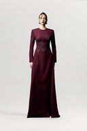 GVLUX • Noir Wave Embellished Silk Denim A-Line Gown