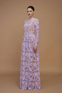 A-Line Light Purple Tulip Guipure Lace Long Sleeve Gown Evening Dress for women, from IHF ATELIER, The Viet Concept 