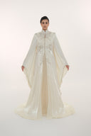Haytan Beige Crystal-Embellished Abaya for women, from HAYTAN, The Viet Concept