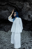 Dizzy Twill Cotton A-Line Babydoll Peplum Collar Shirt for women, from CAOSTU, The Viet Concept