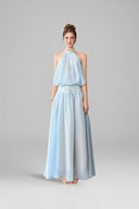 Aster Draped Corset Silk Cape Maxi Dress for women, from CALISTA, The Viet Concept