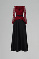 Regal Dark Red French Lace Queen Anne A-Line Gown for women, from IHF ATELIER, The Viet Concept 