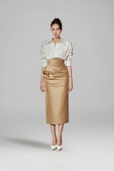 DO LONG • Rose Haze Champagne Midi Dress