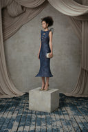 Cera Verdigris Sculpted Mesh Dress for women, from MOC NHU, The Viet Concept