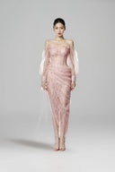 DO LONG • Veil Of Dawn Pink Embellished Midi Dress