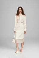 Cream Caroline Silk Blend Shirt  for women, from HUONG, The Viet Concept 