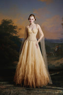 MADDY HATES ROSE • Lunelle Champagne Tulle Floor-Length Ball Gown