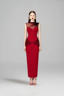 DO LONG • Insecta Red Draped Midi Dress
