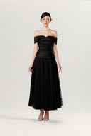 Chrissy Noir Off-Shoulder Layered Maxi Dress for women, from JOSEPHINE, The Viet Concept 