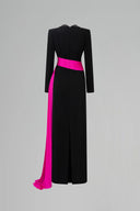 Peak Collar A-Line Evening Gown with Side Ribbon Detail for women, from IHF ATELIER, The Viet Concept 