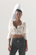 White Taylor Embroidered Cotton Top for women, from Huelley Huelley, The Viet Concept 