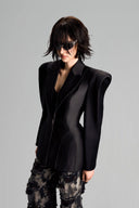 Wide Padded Shoulder Bodyfit Blazer for women, from GVLUX, The Viet Concept 