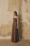 L' SCARLETT • Crystal-Beaded Lustrous Lace Maxi Dress