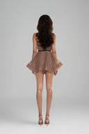  Brown Samaria Flared Mini Dress for women, from Huelley Rose, The Viet Concept 