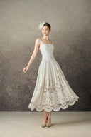 ROSEE de MATIN • Embroidery White Midi Dress