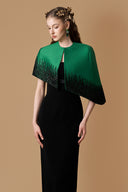 Dark Green & Black Bustier Column Gown With Crystal Cape for women, from IHF ATELIER, The Viet Concept 