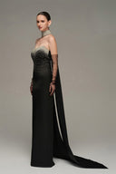 Crystal Embellished Corset Maxi Dress with Detachable Train for women, from IHF STUDIO, The Viet Concept 