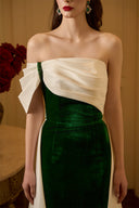 Emerald Velvet Bustier Column Gown With Draped Shoulder for women, from IHF ATELIER, The Viet Concept 