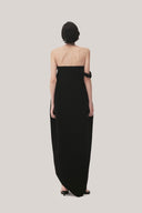 TINH ATELIER • Black Nhung Cocoon Off-Shoulder Velvet Maxi Dress