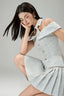 Flora A-line Open Shoulder Brocade Mini Dress for women, from Lam Khue, the Viet Concept 