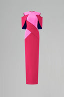 Crystal Embellished Pink Color-Block Column Evening Gown for women, from IHF ATELIER, The Viet Concept