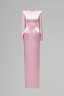 Pink Elyndra Sheath Cut-Out Satin Floor Length Dress for women, from Maison Des Copains, The Viet Concept 