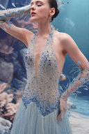 Muriel Crystal Glitter Tulle Gown & Corisande Crystal Gloves for women, from 21SIX, The Viet Concept