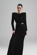 Toolie Sheath Square Shoulder Silk Spandex Floor Length Dress for women, from Ha Thanh Viet, The Viet Concept 