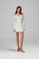 Off-Shoulder Lace Trim Tulip Mini Dress for women, from KEIRA TONG, The Viet Concept 
