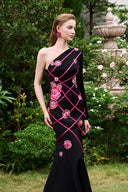 Midnight Bloom One-Shoulder Mermaid Crystal Evening Gown for women, from IHF ATELIER, The Viet Concept 