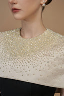IHF ATELIER • Black Crystal Round Neck Column Gown
