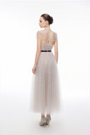 LUCILLA • Midge Floral Embellished Tulle Cape Evening Gown