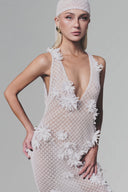 White Floral Maxi Dress for women, from Keira Tong, The Viet Concept 