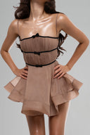  Brown Samaria Flared Mini Dress for women, from Huelley Rose, The Viet Concept 