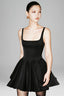 Black Eliana U-Neck Flared Mini Dress for women, from HUONG, The Viet Concept 