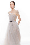 LUCILLA • Midge Floral Embellished Tulle Cape Evening Gown