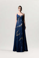 GVLUX • Azure Élan Wave Strapless Denim Gown