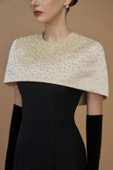 IHF ATELIER • Black Crystal Round Neck Column Gown